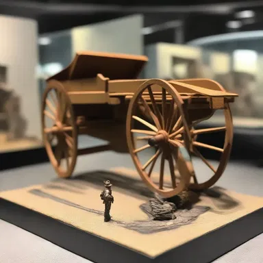 The museum exhibit displayed a miniature limber to demonstrate its role in historical warfare architecture.