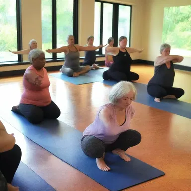 The yoga class began with a series of stretches to limber the body and prepare for meditation.