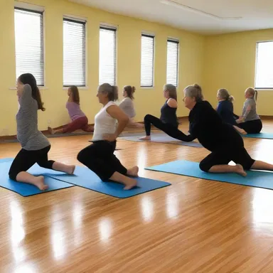 The yoga class began with a series of stretches to limber the body and prepare for meditation.