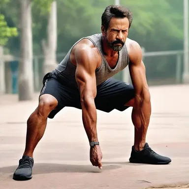 The actor spent hours doing warm-up exercises to limber up his muscles before shooting the action scene.