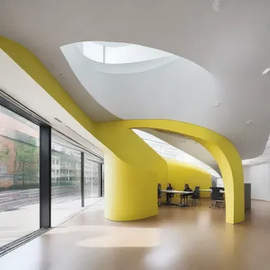 The flexible and limber design of the building allowed for creative interior spaces and easy adaptability.