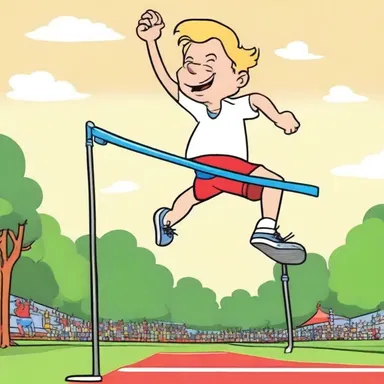 In the cartoon, the character limbered up before attempting a high jump.