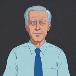 Generate an illustration of a character resembling Joe Biden, portrayed as very tired and struggling to stay awake, in the style of the TV show Rick and Morty.