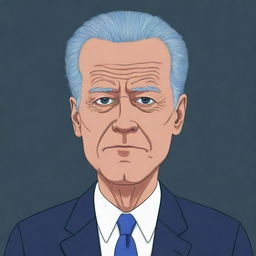 Generate an illustration of a character resembling Joe Biden, portrayed as very tired and struggling to stay awake, in the style of the TV show Rick and Morty.