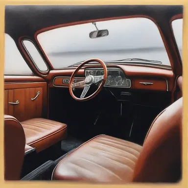 The artist captured the demister in a detailed painting of a car interior.