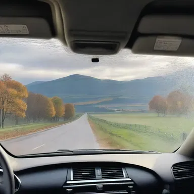 On their romantic road trip, they turned on the demister to ensure a clear view of the picturesque countryside through the car windshield.