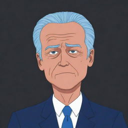 Generate an illustration of a character resembling Joe Biden, portrayed as very tired and struggling to stay awake, in the style of the TV show Rick and Morty.