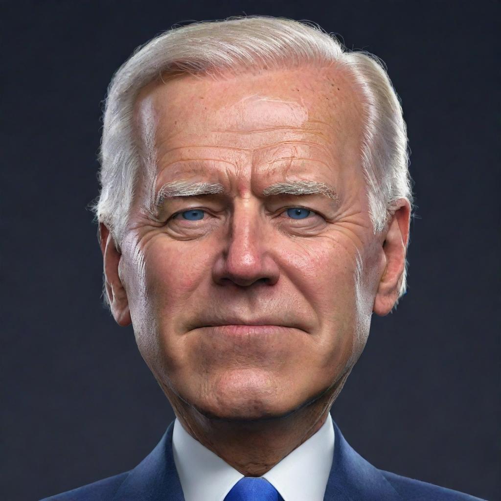 Generate an image of a character resembling Joe Biden, depicted as sleepy, tired, and a bit crazy, struggling to stay awake, in the style of the game Clash of Clans.