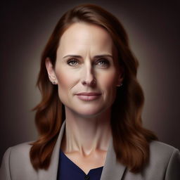 Create a realistic portrait of NZ Prime Minister Jacinda Ardern, showcasing her strong leadership and warm personality.