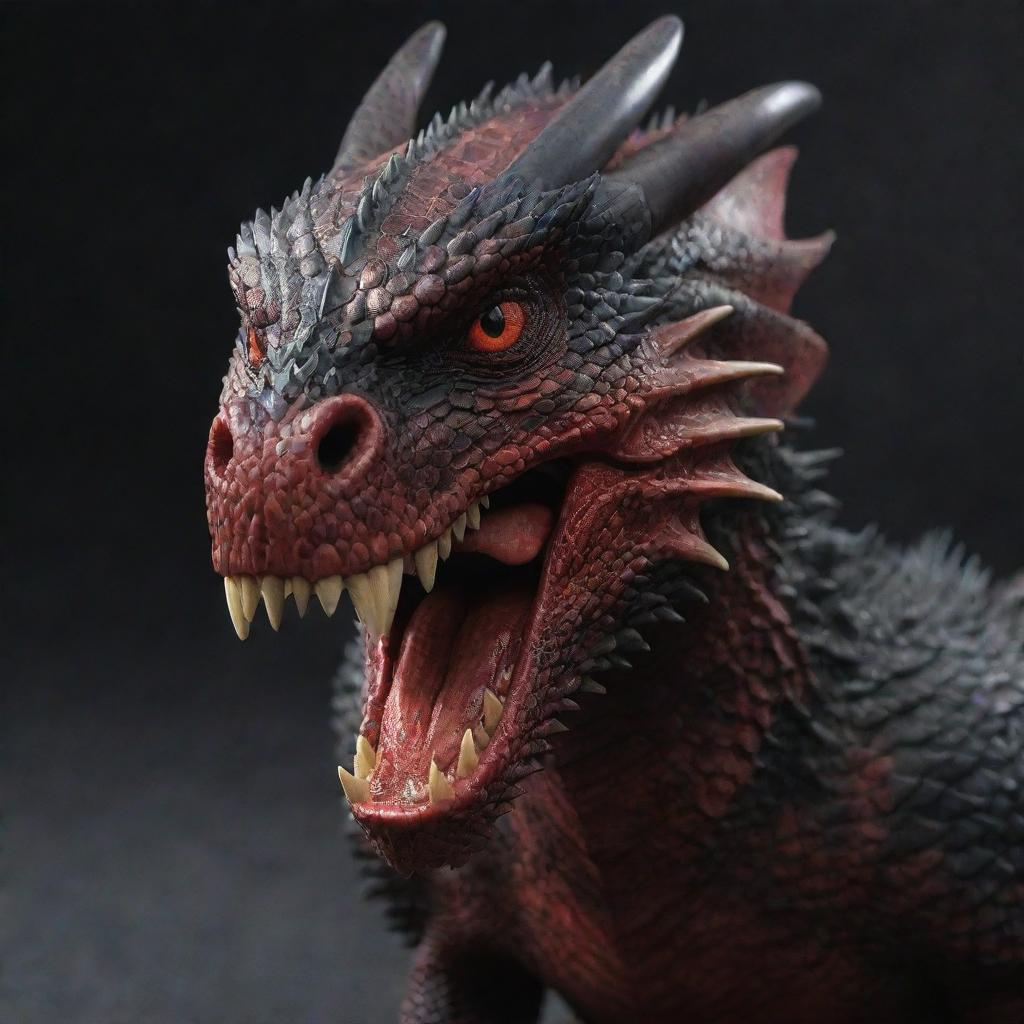 Drogon, the fearsome dragon from Game of Thrones, textured with bright, glossy apple skin.