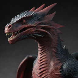 Drogon, the fearsome dragon from Game of Thrones, textured with bright, glossy apple skin.