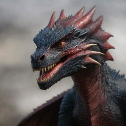 Drogon, the fearsome dragon from Game of Thrones, textured with bright, glossy apple skin.