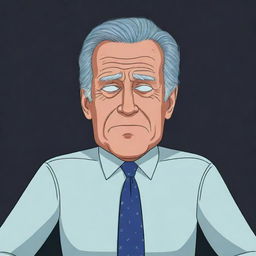 A cartoon image of Joe Biden exhibiting signs of sleepiness, illustrated in the unique and distinctive style of the television series, Rick and Morty.