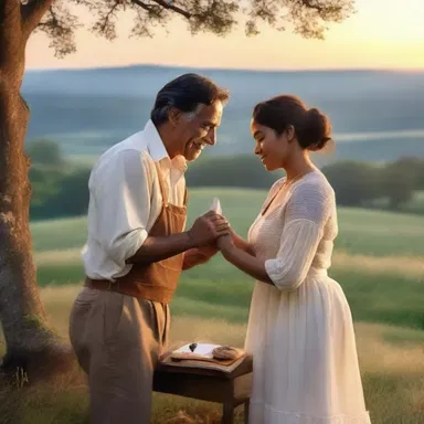 As the sun set over the horizon, the carpenter's level gleamed in the hands of the love-struck couple, symbolizing their eternal bond.