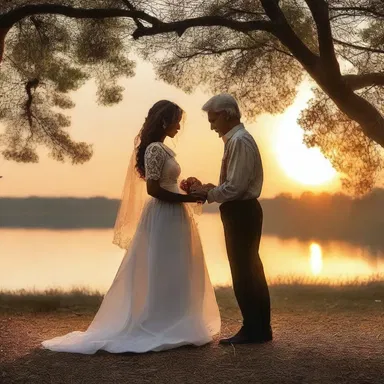 As the sun set over the horizon, the carpenter's level gleamed in the hands of the love-struck couple, symbolizing their eternal bond.