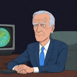 A cartoon image of Joe Biden exhibiting signs of sleepiness, illustrated in the unique and distinctive style of the television series, Rick and Morty.