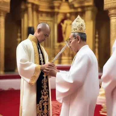 In the religious ceremony, the priest held the sword by the hilt and blessed it with holy water.