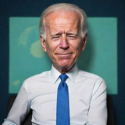 Depict a snoozing caricature of Joe Biden in the vivid and distinct animation style characteristic of the Rick and Morty series.