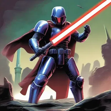 As the space soldier drew his laser sword, he gripped the hilt tightly, ready for battle against the alien creatures.