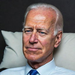 Depict a snoozing caricature of Joe Biden in the vivid and distinct animation style characteristic of the Rick and Morty series.