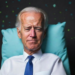 Depict a snoozing caricature of Joe Biden in the vivid and distinct animation style characteristic of the Rick and Morty series.