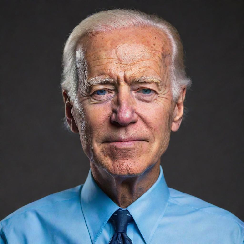 Create a portrayal of a 100-year-old Joe Biden, with significant hair loss, sleeping soundly and fully grasping the aesthetic of the Rick and Morty animation style.