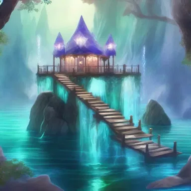 In the fantastical world of elves and fairies, a magical pier made entirely of crystal stood tall, connecting the realms of earth and magic.