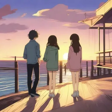 In the anime, the main characters often meet at the pier to watch the sunset together.