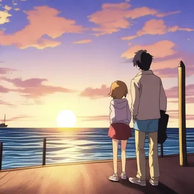 In the anime, the main characters often meet at the pier to watch the sunset together.