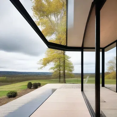 The modern house had a beautiful glass pier, allowing the residents to enjoy panoramic views of the surrounding landscape.