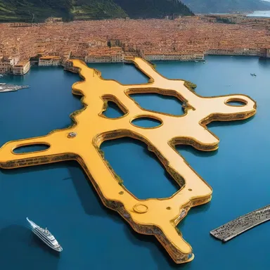 The science fiction novel described a futuristic city with floating piers connecting the buildings, creating a stunning visual spectacle.