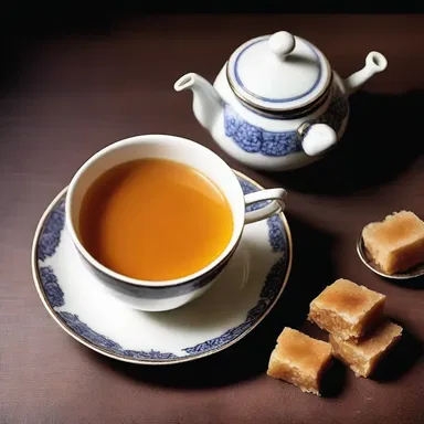 In the novel, the protagonist enjoyed a cup of tea sweetened with jaggery, a local delicacy.