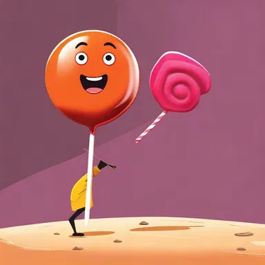 The animated character indulged in a giant jaggery lollipop, causing a sticky situation.