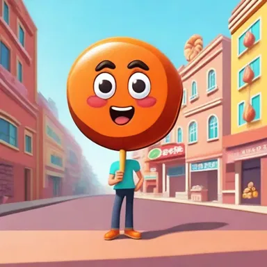 The animated character indulged in a giant jaggery lollipop, causing a sticky situation.
