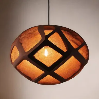 The jaggery in this design is used to create a unique lighting fixture.