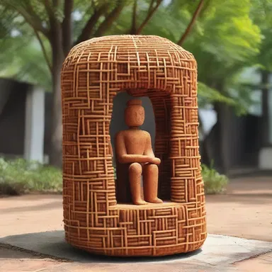 The artist's sculpture featured a miniature jaggery as a symbol of traditional sugar cane processing.
