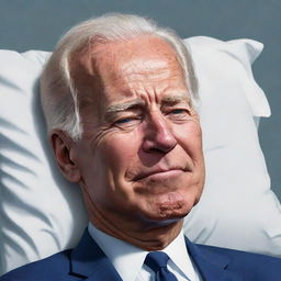 An animated style caricature of Joe Biden sleeping, with the artist's focus on exaggerating characteristic features in a playful and light-hearted manner.