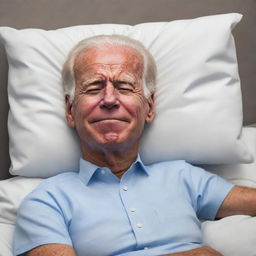 An animated style caricature of Joe Biden sleeping, with the artist's focus on exaggerating characteristic features in a playful and light-hearted manner.