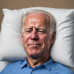 An animated style caricature of Joe Biden sleeping, with the artist's focus on exaggerating characteristic features in a playful and light-hearted manner.