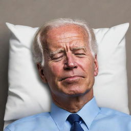 A humorous caricature in drawn animation style featuring Joe Biden sleeping peacefully, accentuating some distinctive features for comedic effect.