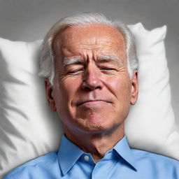 A humorous caricature in drawn animation style featuring Joe Biden sleeping peacefully, accentuating some distinctive features for comedic effect.