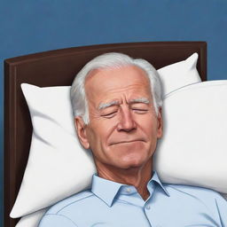 An animated style caricature of Joe Biden sleeping peacefully, styled reminiscent of popular cartoon art