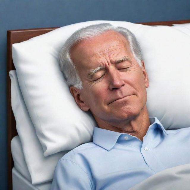 An animated style caricature of Joe Biden sleeping peacefully, styled reminiscent of popular cartoon art