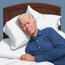 An animated style caricature of Joe Biden sleeping peacefully, styled reminiscent of popular cartoon art