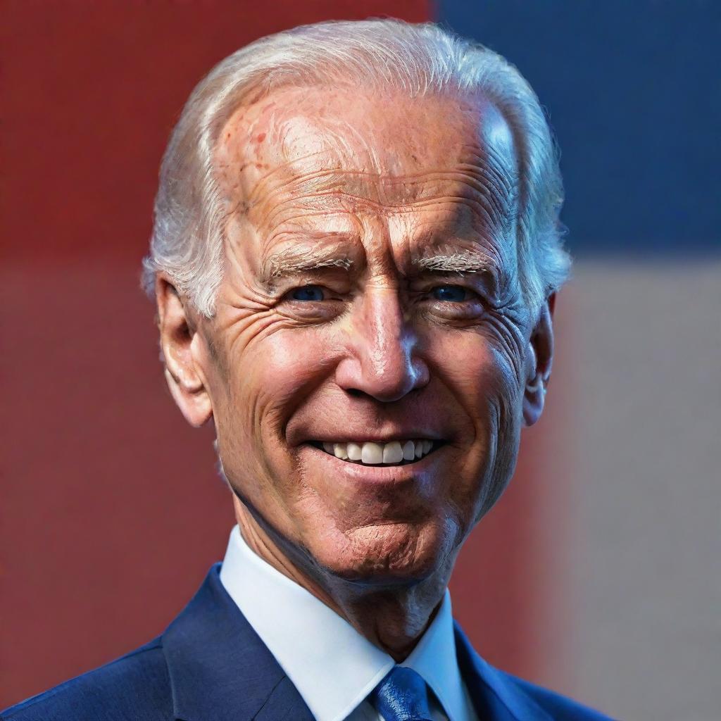 Generate a mobile game style caricature of Joe Biden, with exaggerated features and vibrant colors.