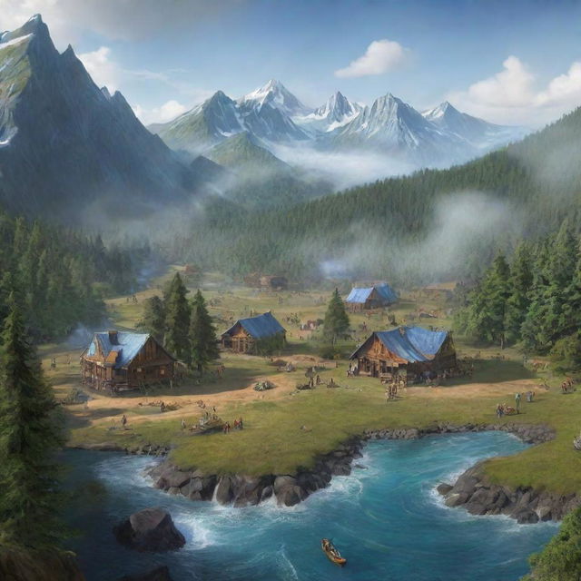 Ultra-realistic depiction of Camp Half-Blood from Percy Jackson series in high resolution 3k quality during a lively day