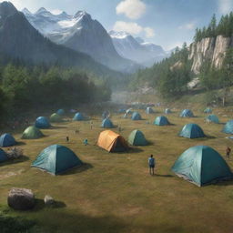 Ultra-realistic depiction of Camp Half-Blood from Percy Jackson series in high resolution 3k quality during a lively day