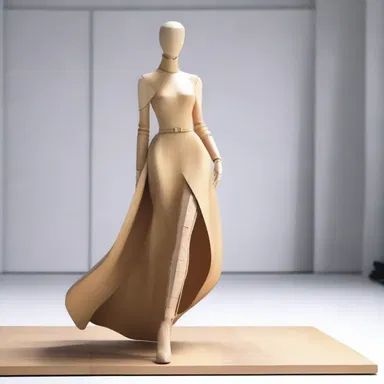The wooden model on the runway lacked ease or grace in her movements.