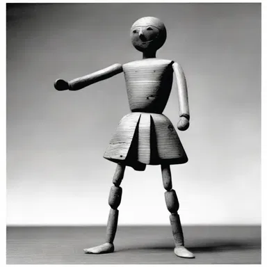 In the fantasy novel, the wooden puppet came to life but still exhibited a lack of ease or grace in its movements.
