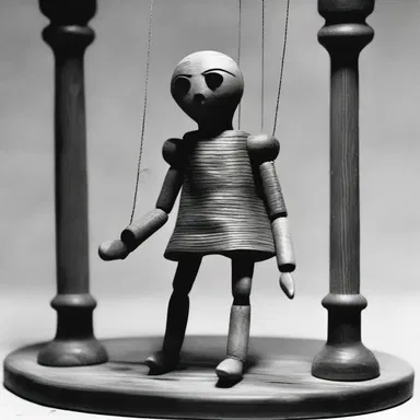 In the fantasy novel, the wooden puppet came to life but still exhibited a lack of ease or grace in its movements.